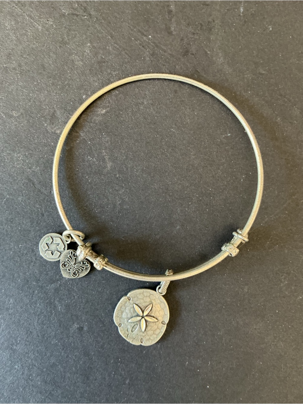 Source Unknown Silver-Tone Sand Dollar Charm Bangle Bracelet